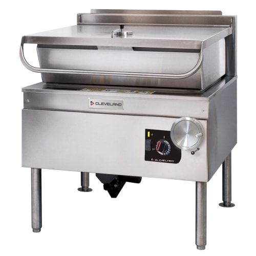 Cleveland SGL30TR 30 gal. Tilt Skillet - Open Base, Measurement Marks, Strainer, Liquid Propane