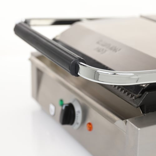 MoTak PGSG14 Single Commercial Panini Press w/ Cast Iron Grooved Plates, 120v