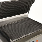 MoTak PGSG14 Single Commercial Panini Press w/ Cast Iron Grooved Plates, 120v