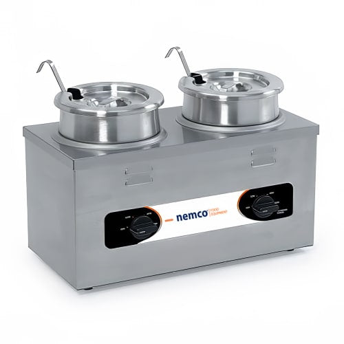 Nemco 6120A (2) 4 qt Countertop Soup Warmer w/ Thermostatic Controls, 120v