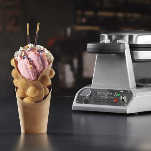 Waring WBW300X Single Bubble Waffle Maker w/ Cast Aluminum Grids, 1200W