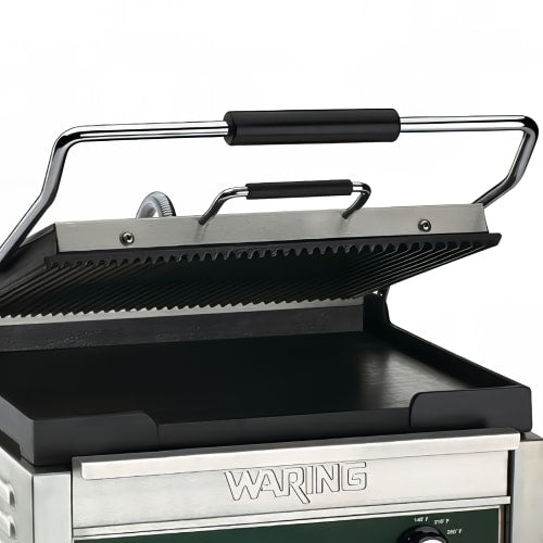 Waring WDG250 Double Commercial Panini Press w/ Cast Iron Grooved & Smooth Plates, 120v