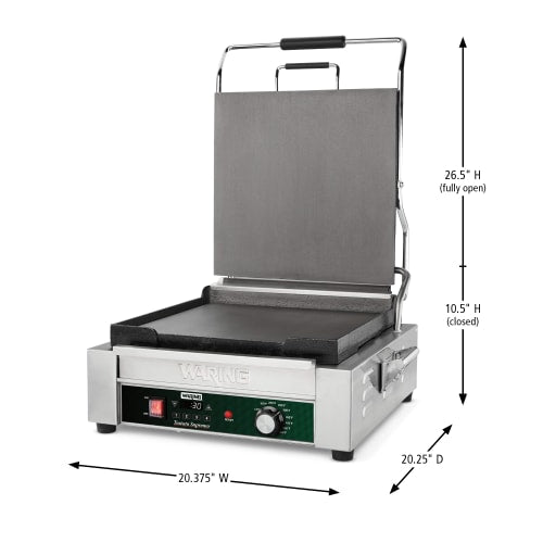 Waring WFG275TX Single Commercial Panini Press w/ Cast Iron Smooth Plates - 120v