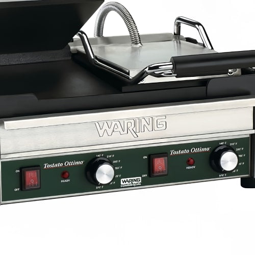 Waring WFG300 Double Commercial Panini Press w/ Cast Iron Smooth Plates, 240v/1ph