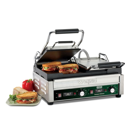 Waring WFG300T Double Commercial Panini Press w/ Cast Iron Smooth Plates, 240v/1ph