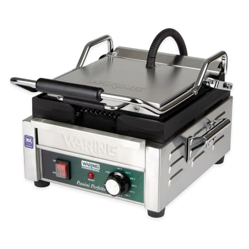 Waring WPG150 Single Commercial Panini Press w/ Cast Iron Grooved Plates, 120v