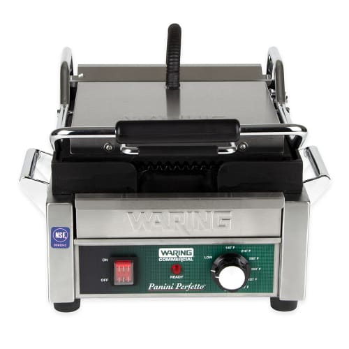 Waring WPG150 Single Commercial Panini Press w/ Cast Iron Grooved Plates, 120v
