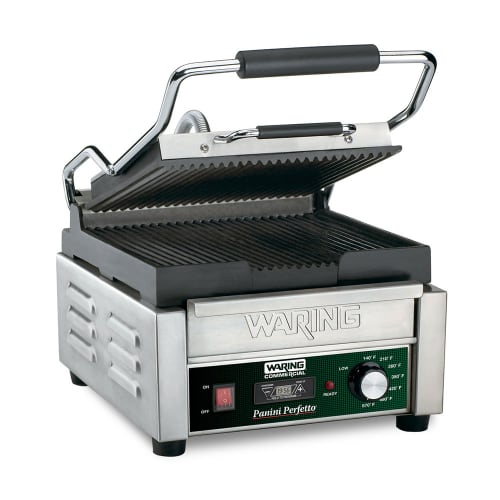 Waring WPG150TB Single Commercial Panini Press w/ Cast Iron Grooved Plates, 208v/1ph