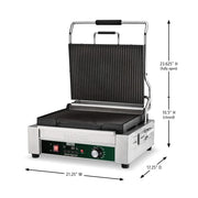 Waring WPG250TX Single Commercial Panini Press w/ Cast Iron Grooved Plates - 120v