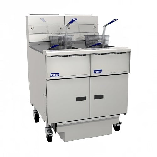 Pitco SG18-2FD LP Gas Fryer - (2) 90 lb Vats, Floor Model, Liquid Propane