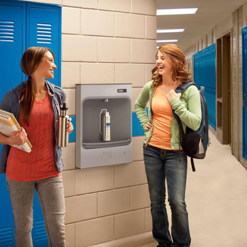 Elkay EMASM Wall Mount Bottle Filling Station w/ Button Activation - Non Refrigerated, Stainless