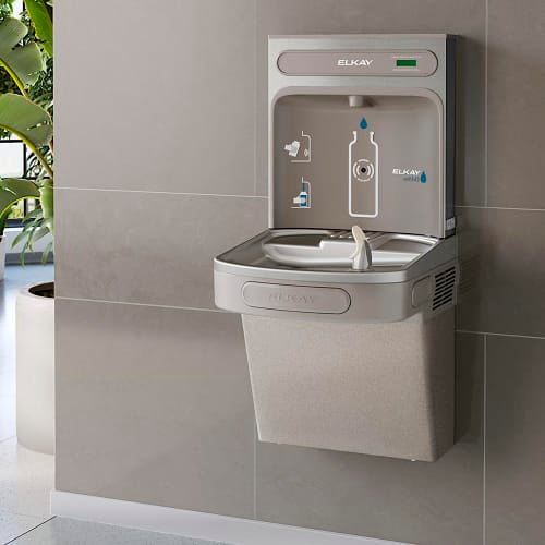 Elkay EZS8WSLK Wall Mount Drinking Fountain w/ Bottle Filler - Non Filtered, Refrigerated, Light Gray