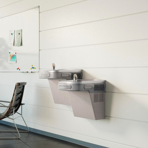 Elkay EZSTL8LC Wall Mount Bi Level Indoor Drinking Fountain - Non Filtered, Refrigerated, Light Gray Granite