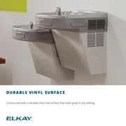Elkay EZSTL8LC Wall Mount Bi Level Indoor Drinking Fountain - Non Filtered, Refrigerated, Light Gray Granite