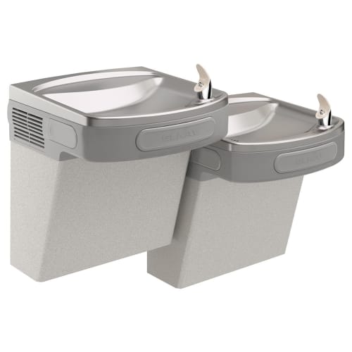 Elkay EZSTL8LC Wall Mount Bi Level Indoor Drinking Fountain - Non Filtered, Refrigerated, Light Gray Granite