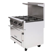 Vulcan 36S-6B 36" 6 Burner Gas Range w/ Standard Oven, Natural Gas