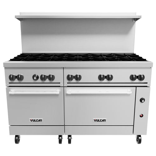 Vulcan 60SS-10B 60" 10 Burner Gas Range w/ (2) Standard Ovens, Liquid Propane