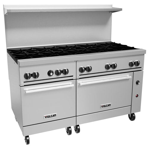 Vulcan 60SS-10B 60" 10 Burner Gas Range w/ (2) Standard Ovens, Liquid Propane
