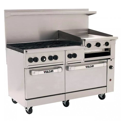Vulcan 60SS-6B24GB 60" 6 Burner Gas Range w/ Griddle/Broiler & (2) Standard Ovens, Liquid Propane
