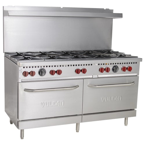 Vulcan SX60-10BN 60" 10 Burner Gas Range w/ (2) Standard Ovens, Natural Gas
