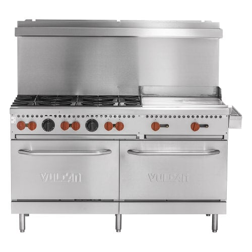 Vulcan SX60F-6B24G 60" 6 Burner Gas Range w/ Griddle & (2) Standard Ovens, Natural Gas