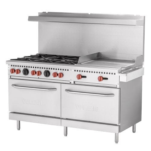 Vulcan SX60F-6B24G 60" 6 Burner Gas Range w/ Griddle & (2) Standard Ovens, Natural Gas