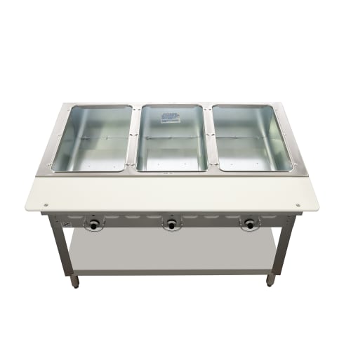 Duke 303 44 3/8" Hot Food Table w/ (3) Wells & Cutting Board, Natural Gas