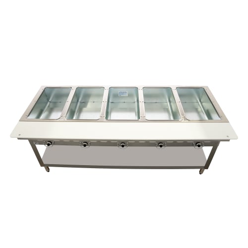 Duke 305 73" Hot Food Table w/ (5) Wells & Undershelf, Natural Gas