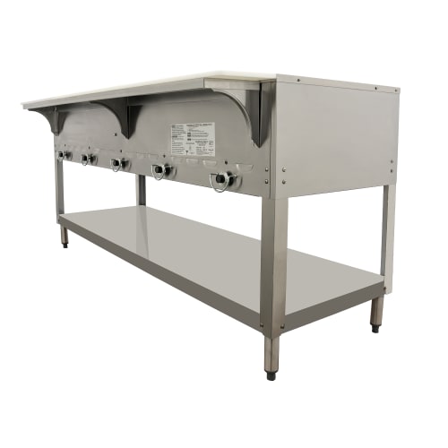 Duke 305 73" Hot Food Table w/ (5) Wells & Undershelf, Natural Gas