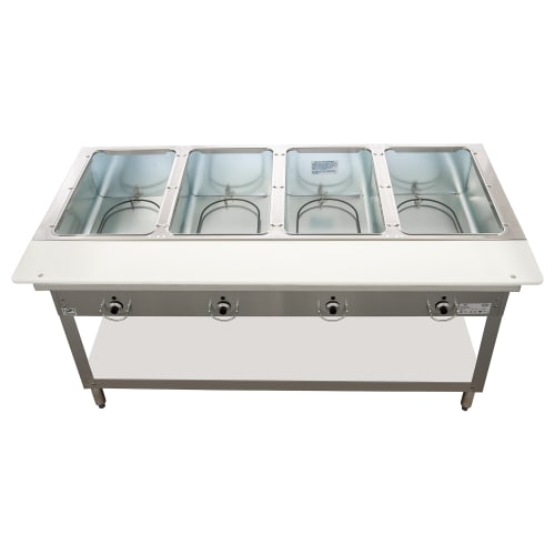 Duke E304SW 58 3/8" Hot Food Table w/ (4) Wells & Cutting Board, 120v