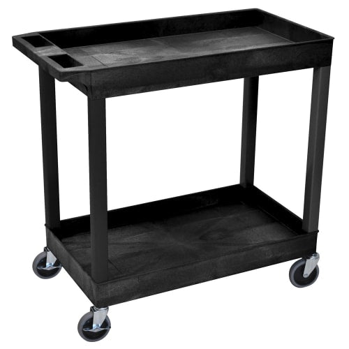 Luxor 2 Level Polymer Utility Cart w/ 400 lb Capacity, Raised Ledges (EC11-B)