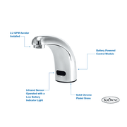 Krowne 16-196 Deck Mount Electronic Faucet - Single Hole, Fixed Spout, Battery Operated