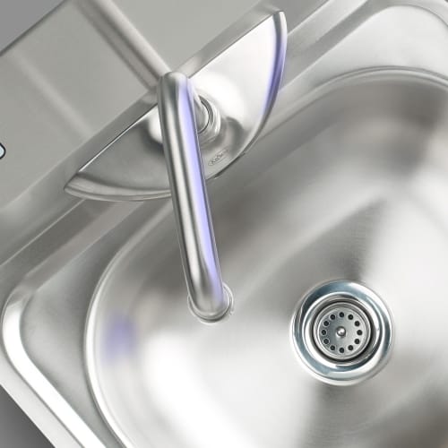 Krowne 16-670 Wall Mount Electronic Faucet - 4" Centers, High Arc Spout, Satin Finish