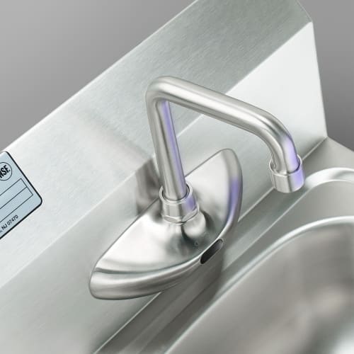 Krowne 16-670 Wall Mount Electronic Faucet - 4" Centers, High Arc Spout, Satin Finish