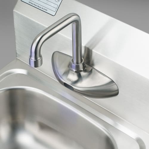 Krowne 16-670 Wall Mount Electronic Faucet - 4" Centers, High Arc Spout, Satin Finish
