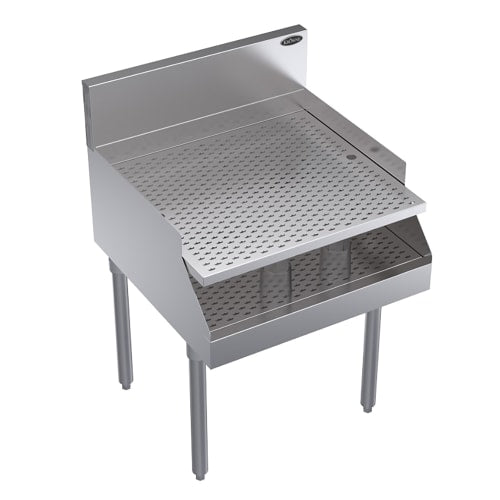 Krowne KR24-RG24 Under Bar Freestanding Drainboard - 6 1/2" Back Splash, Recessed, 24" x 24"