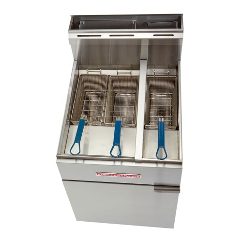American Range AF-50/25 Gas Fryer - (1) 50 lb Vat & (1) 25 lb Vat, Floor Model, Liquid Propane