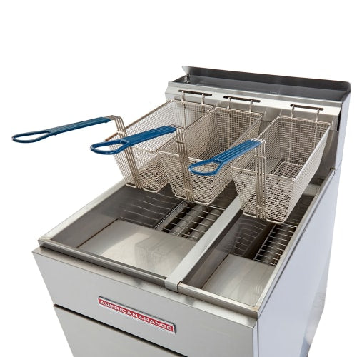 American Range AF-50/25 Gas Fryer - (1) 50 lb Vat & (1) 25 lb Vat, Floor Model, Liquid Propane