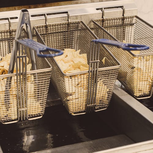 American Range AF-50/25 Gas Fryer - (1) 50 lb Vat & (1) 25 lb Vat, Floor Model, Liquid Propane