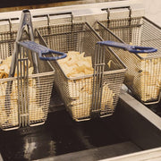 American Range AF-50/25 Gas Fryer - (1) 50 lb Vat & (1) 25 lb Vat, Floor Model, Natural Gas