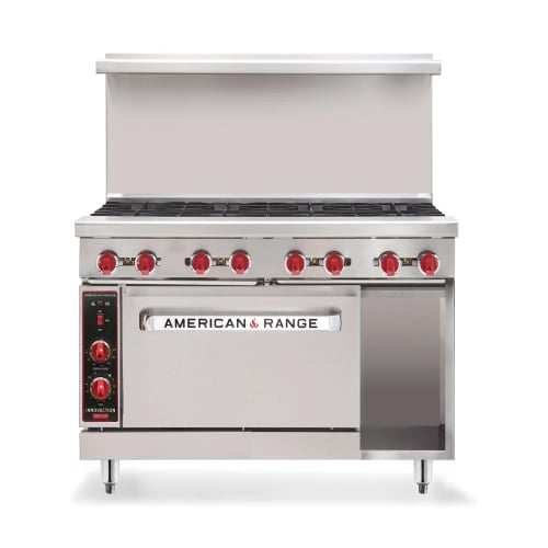 American Range AR-24G-4B-126L-SBR 48" 8 Burner Gas Range w/ Griddle & Standard Oven & Storage Base, Natural Gas