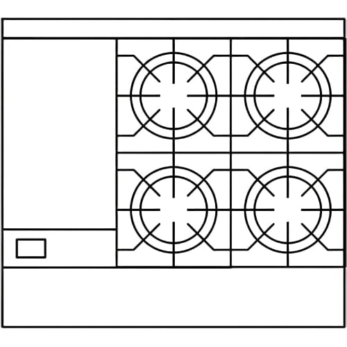 American Range AR-4B-12RG 36" 4 Burner Gas Range w/ Griddle/Broiler & Standard Oven, Liquid Propane