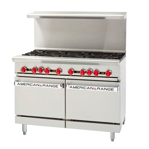 American Range AR-8 48" 8 Burner Gas Range w/ (2) Space Saver Ovens, Natural Gas