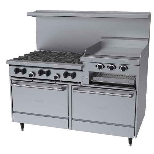Garland X60-6R24RR 60" 6 Burner Sunfire Gas Range w/ Griddle/Broiler & (2) Standard Ovens, Natural Gas
