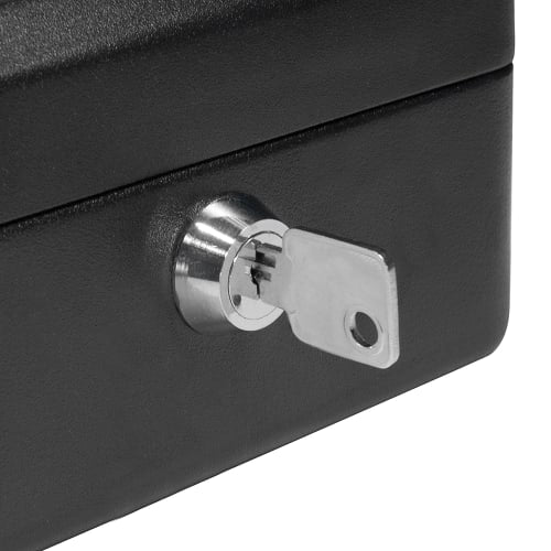 Barska Cash Box w/ Key Lock - (3) Compartment Tray, Steel, Black (CB11828)
