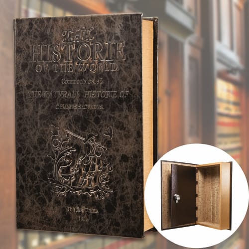 Barska Antique Book Lock Box w/ Key Lock - 8-3/4"W x 2-3/4"D x 13"H, Steel (CB11992)