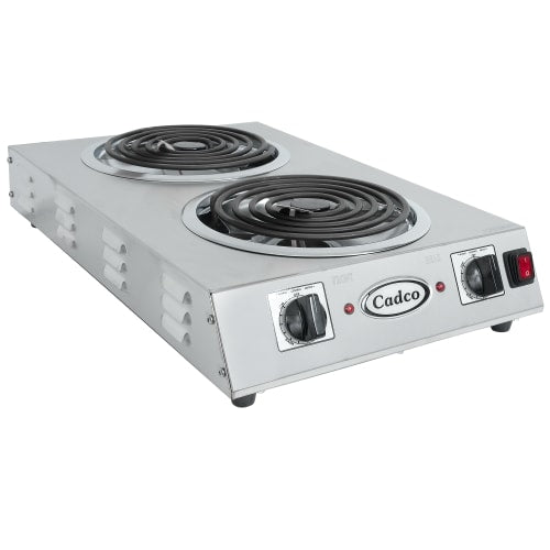 Cadco CDR-2TFB 13 1/2" Electric Hotplate w/ (2) Burners & Infinite Controls, 220v/1ph