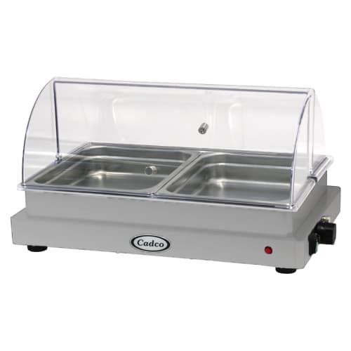 Cadco WTBS-2N-HD 24" Countertop Buffet Warmer w/ (2) Half Size Pans - Stainless, 120v