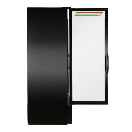 True FLM-81~TSL01 80 3/4" FLM Series Three Section Glass Door Merchandiser - (3) Left/Right Hinge Doors, Black, 115v