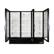 True FLM-81~TSL01 80 3/4" FLM Series Three Section Glass Door Merchandiser - (3) Left/Right Hinge Doors, Black, 115v